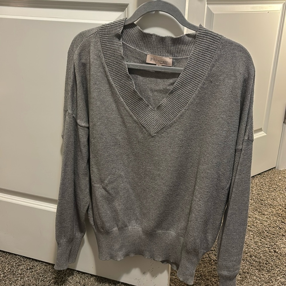 Grey VNeck Sweater